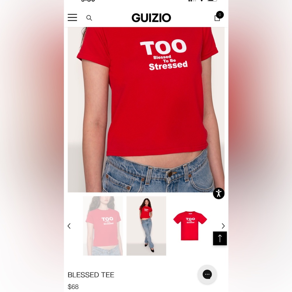 Danielle Guizio “Too Blessed to be Stressed” Red T-Shirt Top Sz L / XL